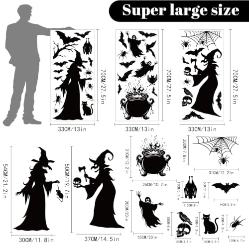 Halloween Large Window Clings Witch & Spooky Scene Set - Evil Pumpkins Variation