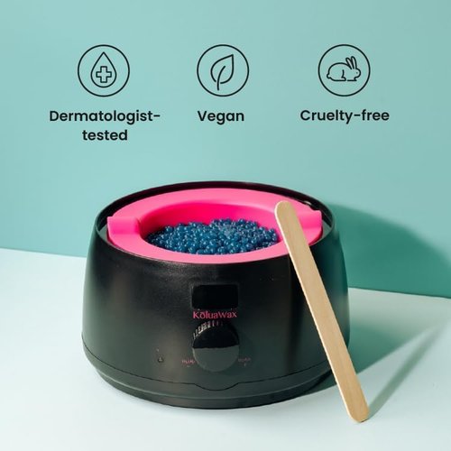 KoluaWax Premium Waxing Kit for Women - Beginner Friendly - Complete Wax Kit that includes 14oz of Wax Beads, Applicator, Pre and Post Care, Suitable for Sensitive Skin (Black)