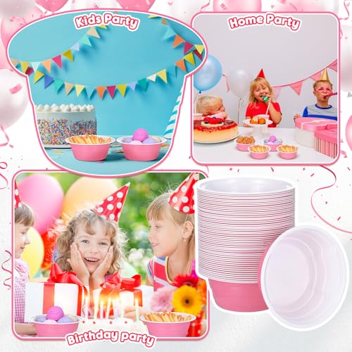 Disposable Plastic Bowls 23oz Bulk Light Pink for Parties and Events - 50 Pcs
