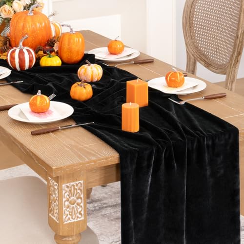 Velvet Table Runner 20x120 Inches Black Fall Winter Elegant Dining Decor - Variation of THIS listing
