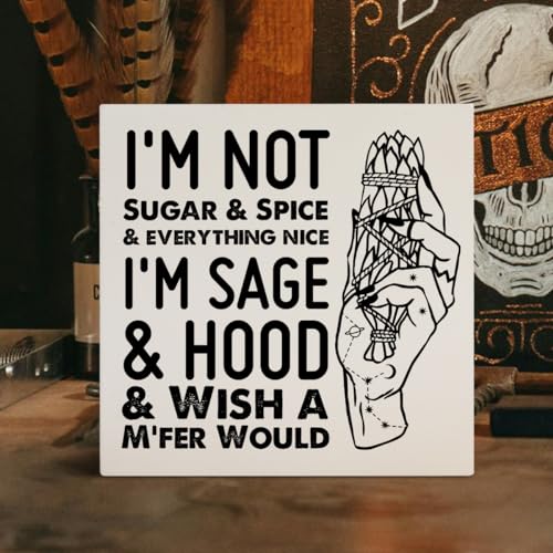 Witches Feminist Wooden Box Sign - Celestial Witchcraft Decor for Home & Bedroom - Variation C