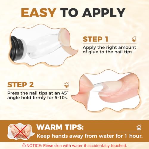 Super Nail Glue for Press On Nails - Quick Dry, Strong Adhesion, 5ML*2Pcs - No Lamp Needed