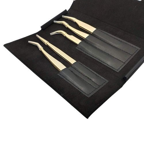 1 Piece Black PU Leather Empty Tweezers Storage Bag for Eyelash Extensions Multi-pockets Travel Case For Eyelash Grafting Extension Tweezers