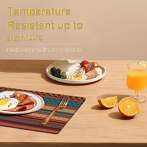 Faux Leather Placemat Set of 4 - Boho Heat Resistant Waterproof Non-Slip