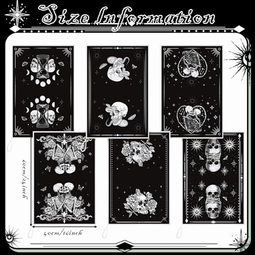 Halloween Skeleton Kitchen Towels - Black Skull Kiss Variation, 6 Pack