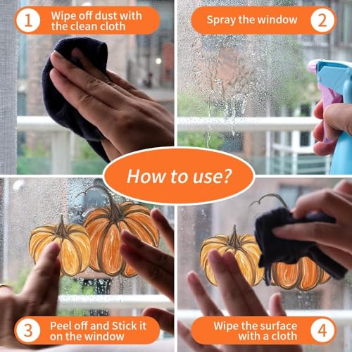 Fall Static Window Clings Set - Autumn Decor Stickers for Home & Office, 9 Sheets 76 pcs - Fall Harvest