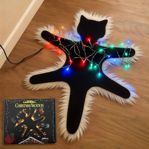 Light Up Fried Cat Rug with Colorful Lights - Christmas Vacation Decor