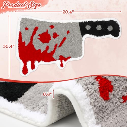 Halloween Bloody Knife Bath Rug Non-Slip Water Absorbent Mat Bathroom Shower Kitchen Decor