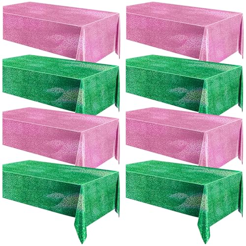 Pink and Green Holographic Tablecloths 54x108 Inches - Iridescent Disposable Party Covers - Witch, Birthday, Wedding Decorations