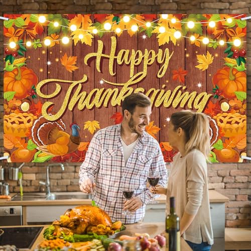 Thanksgiving Banner Backdrop - Large Fall Party Decorations 5.9x3.6Ft