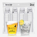 Halloween Shot Glasses Set of 100 - Spooky Plastic Drinkware for Party Decorations
