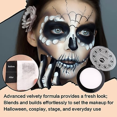 UCANBE Translucent White Pressed Setting Powder for Halloween & Special Effects, Matte Finish, Long-Lasting Makeup, Portable Compact
