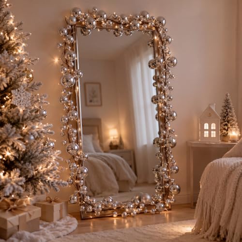 Mixed Silver Christmas Ball Garland Set - 15 Ft Decor, 2 Pcs