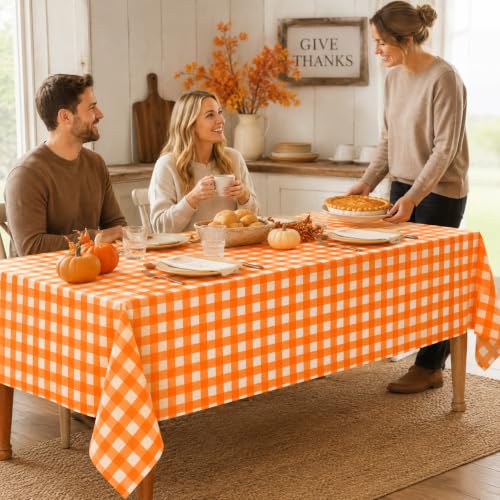 Orange Gingham Tablecloth Set - 12 Pack 54x108 Inches Fall Picnic Decor Variation of THIS listing: Orange / 12