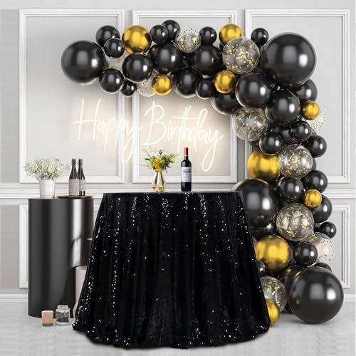 Black 120 Inch Square Sequin Tablecloth for Weddings & Parties Variation of THIS Listing