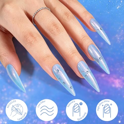 Sky Blue Pearl Nail Polish - Long-Lasting, Quick-Dry, Opaque Gel Lacquer for DIY Manicure