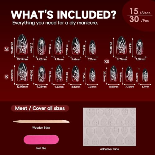 Halloween Press On Nails Short Almond Blood Eye Blood Stain Horror Design Gothic 30pcs - Spooky Manicure
