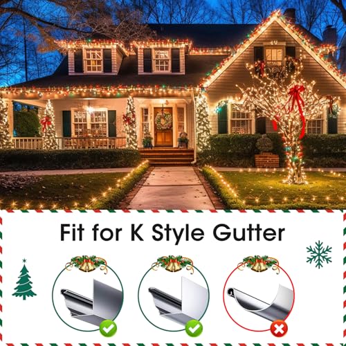 50 Pack Transparent Christmas Light Gutter Clips for C7 C9 String Lights - Outdoor Holiday Decorations