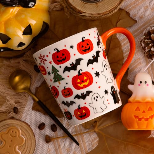 Halloween Mug 11 Oz Ceramic Pumpkin Ghost Coffee Cup with Gift Box - Fall Decor