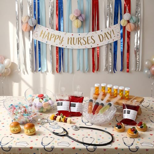 53-Piece Nurse Party Decorations Set with Blood Bags, Syringes & Stethoscope
