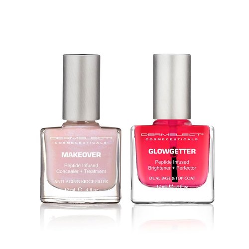 Dermelect Perfectly Polished Nail Rehab Kit - Nail Concealer & Strengthener Duo with Peptides & Squalene, Natural Pink Tint, 2-Piece Set