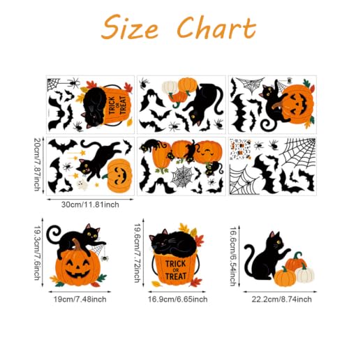 Halloween Cat Lantern Window Stickers - Orange1 Autumn Fall Decorations for Home & Outdoors