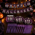 Halloween Disposable Tableware Set for Parties - Plates Napkins Cutlery Banner, Serves 10