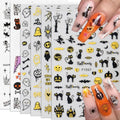 Halloween Nail Stickers - Ghost, Witch, Pumpkin & Spider Web Decals - Witch Variation - 6 Sheets