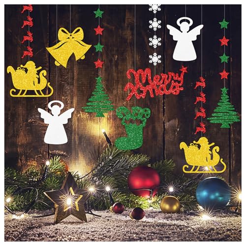 6Pcs Christmas Hanging Pull Flowers Decor - Holiday Ceiling & Tree Decorations