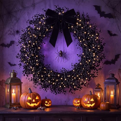 Black Mini Dried Baby's Breath Flowers - 100 Sticks for Craft & Decor - Halloween Gothic