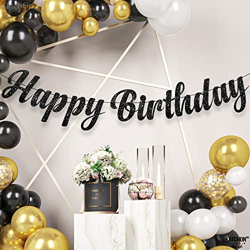 Black Glitter Birthday Banner 10 Feet - Prestrung Celebration Decor