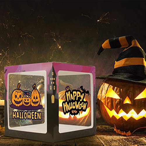 4 Pack Balloon Box DIY Halloween Party Supplies with Pumpkin and Bat Signs
