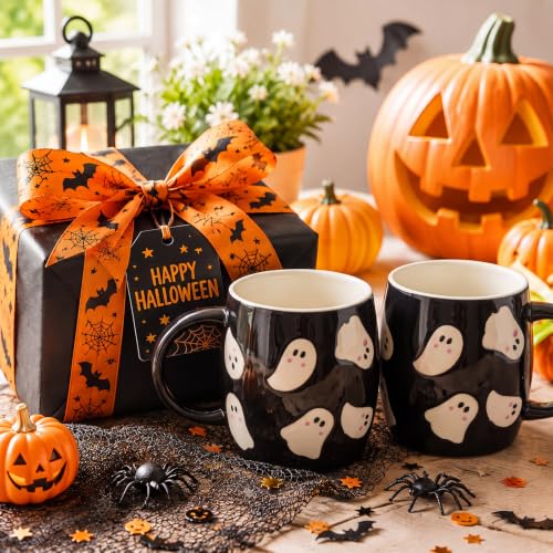Halloween Ghost Coffee Mugs Set - 12 oz Ceramic Ghosts with Variation 12 oz Halloween Ghost