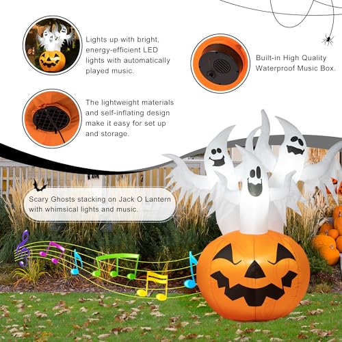 Halloween Inflatable Decoration 6ft Ghosts with Jack-O-Lanterns & Scream - Variation of THIS listing