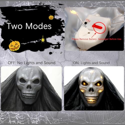 2 Pack 11 FT Ghost Decorations - Scary Hanging Halloween Ghosts with Sound & Voice Effects for Indoor & Outdoor