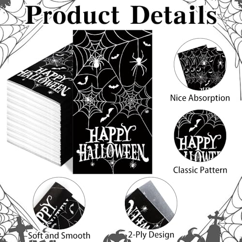Halloween Spider Napkins - 100 Pcs Disposable Paper Dinner & Guest Towels