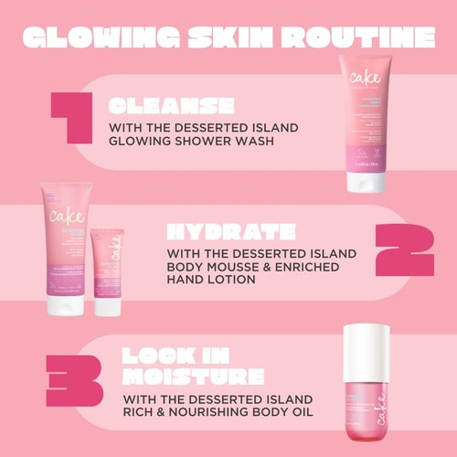 Cake Beauty Body Oil, Desserted Island - Rich & Nourishing Body Oil, Radiance Enhancing - Argan Oil, Aloe, Camelia Leaf Extract - For Dry Skin - 100 mL / 3.4 Fl Oz