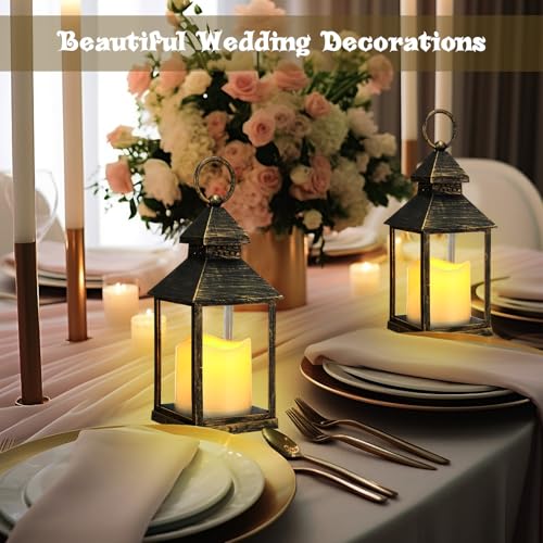 Decorative Lanterns with Flameless Candles - Black, 8 Pack