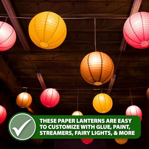 Navy Blue Paper Lanterns - 12 Inch Round Hanging Decor - Reusable, Indoor & Outdoor Party Lighting