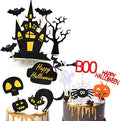Halloween Cake Topper Set with Spooky Decorations - 15 Pcs Food-Grade Paper