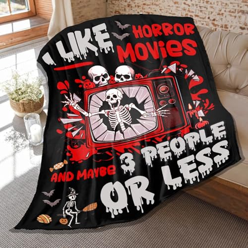 I Like Horror Movies Throw Blanket for Kids - 50x40 Small Halloween Gift