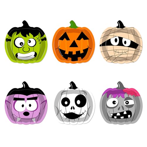48 Pack Halloween Paper Plates - 9 Inch Colorful Disposable Tableware Set