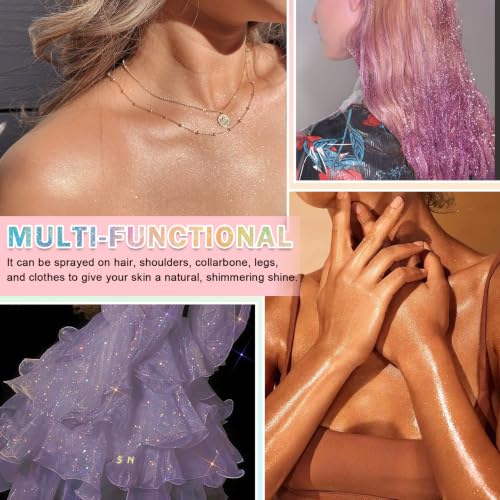 Body Glitter Spray - Holographic Glitter Hair & Body Spray - Purple - 2.11 Fl Oz