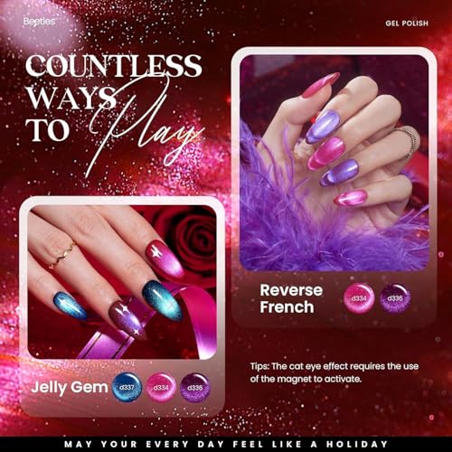 Beetles Gemstone Party Cat Eye Gel Nail Polish Set - 20 Colors Fall Glitter