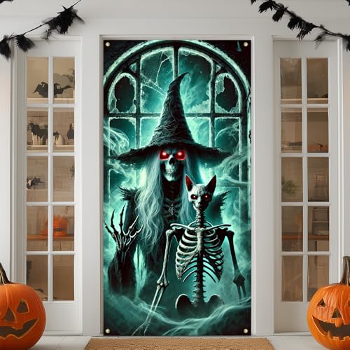 Halloween Moonlit Skeleton Pair Door Cover Decorations - Variation: Halloween Skeleton Dance