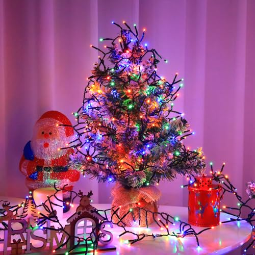 Multicolor 1600 LED Christmas Cluster Lights with Remote - 105ft Waterproof Firecracker String Lights, 8 Modes