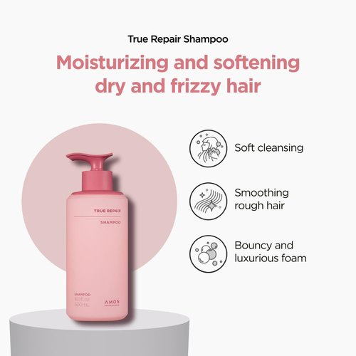 AMOS PROFESSIONAL True Repair Shampoo - Anti-Frizz & Smoothing Formula with Ceramide | 16.9 fl. oz. for Dry, Damaged Hair