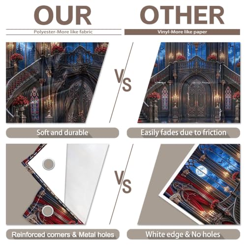 7x5ft Halloween Gothic Castle Backdrop Vampire Medieval Banner for Parties
