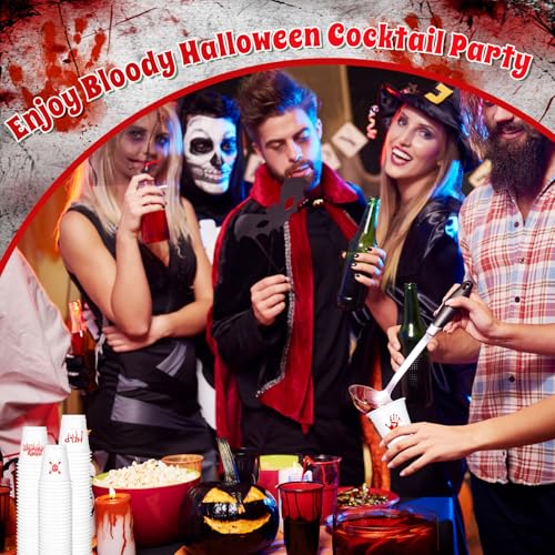 Halloween Bloody Shot Glasses Set - 100 Disposable 2oz Plastic Cups for Parties