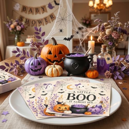 Halloween Baby Shower Napkins - 50 Count Cute Ghost & Pumpkin Design